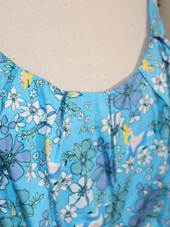 Disney, Torrid Alice in Wonderland Aqua Blue Floral Strappy Dress - Picture 7 of 11